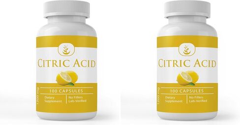 PURE ORIGINAL INGREDIENTS Citric Acid, (100 Capsules) Always Pure, No Additives Or Fillers, Lab Verified in Saudi Arabia