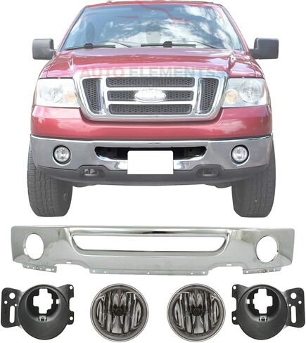 Front Bumper Face Bar Chrome + Fog Lights + Brackets For 2006-2008 Ford F-150 Pickup Direct Replacement in Kuwait