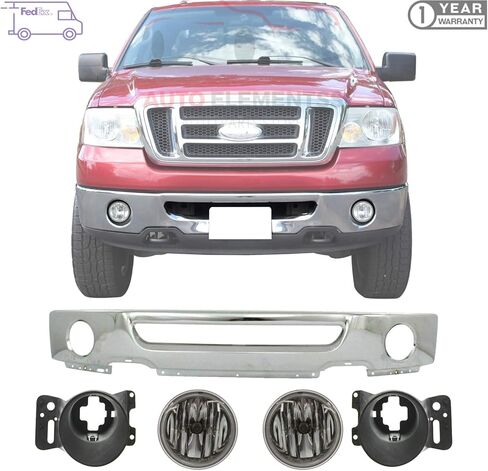 Front Bumper Face Bar Chrome + Fog Lights + Brackets For 2006-2008 Ford F-150 Pickup Direct Replacement in Kuwait