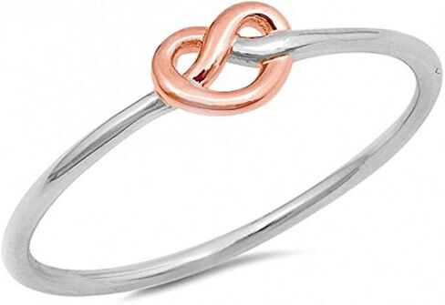 Blue Apple Co. Mini Love Knot Heart Ring Band Tangled Knot 925 Sterling Silver Choose Color in Saudi Arabia
