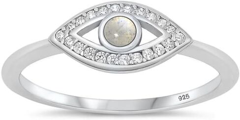 OLIE & JOLIE 925 Sterling Silver Moonstone Eye CZ Ring Sizes 5-10 in Saudi Arabia