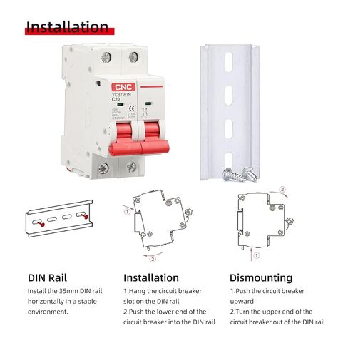 قاطع دائرة مصغر CNC AC، 63 أمبير 120 فولت/240 فولت 2 قطب DIN قاطع دائرة مثبت على السكك الحديدية، رحلة مغناطيسية حرارية، مفتاح فصل التيار المتردد بالطاقة الشمسية MCB (63Amp) in Kuwait