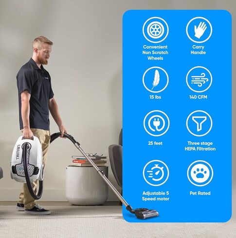 Prolux Tritan Bagged Canister Vacuum Cleaner with Sealed HEPA Filtration, 5-Speed Motor, Best Rated Canister for Pet Hair and Home Cleaning in Kuwait