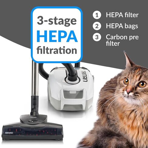 Prolux Tritan Bagged Canister Vacuum Cleaner with Sealed HEPA Filtration, 5-Speed Motor, Best Rated Canister for Pet Hair and Home Cleaning in Kuwait