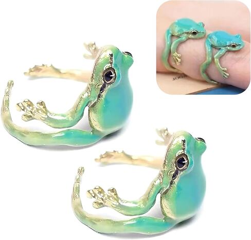 Roe Dolph Frog Ring for Women Green Latest Tree Frog Ring Funny Frog Rings Open Adjustable Frog Rings Handmade Frog Knuckle Rings Jewelry in Kuwait