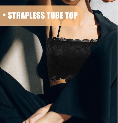 3 قطع من قطع علوية نسائية من الدانتيل بدون حمالات - حمالة صدر قابلة للتمدد بدون خياطة للارتداء اليومي، ألوان متنوعة (S) in Kuwait