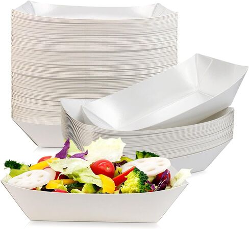 Oomcu 100 Pack 3 lb Heavy Duty Paper Food Boats Disposable Kraft Brown Paper Food Trays,Take Out Food Serving Boats,Trays for Party Snacks,Nachos,Hot Dogs Boats Tacos BBQ Tray in Saudi Arabia