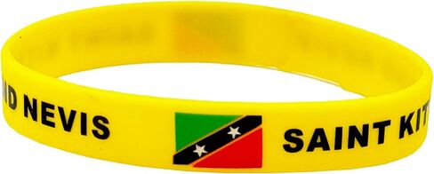 4 Pcs Saint Kitts Country Flag Rubber Bracelets, National Flag Silicone Bracelet, Rubber Wristbands Patriotic Decorations Gift. in Saudi Arabia