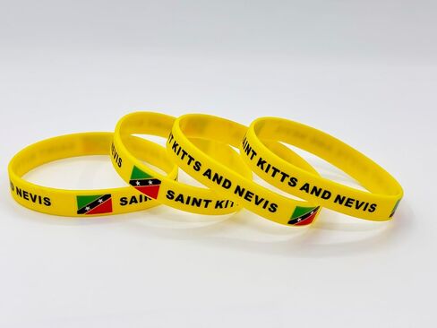 4 Pcs Saint Kitts Country Flag Rubber Bracelets, National Flag Silicone Bracelet, Rubber Wristbands Patriotic Decorations Gift. in Saudi Arabia