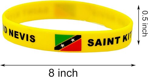 4 Pcs Saint Kitts Country Flag Rubber Bracelets, National Flag Silicone Bracelet, Rubber Wristbands Patriotic Decorations Gift. in Saudi Arabia