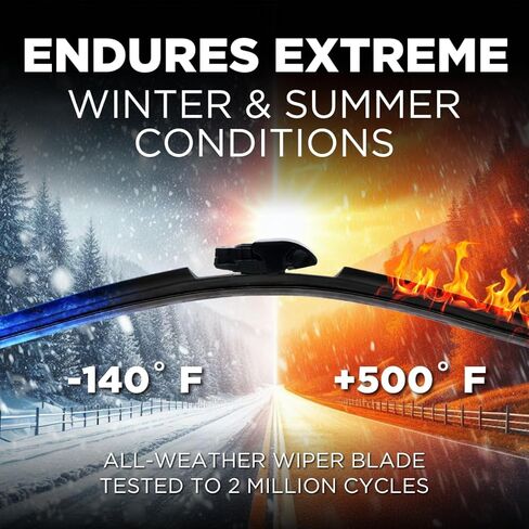 Clix Wipers - 24" Silicone Plus Embedded Rain Repellent Automotive Replacement Wiper Blade (Pack of 1) Premium Long Lasting Silicone Wiping Element, All Weather Flex Frame Beam Windshield Wiper in Kuwait