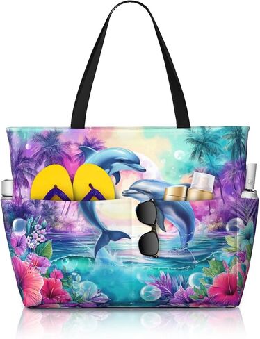Beach Bags for Women Large Waterproof Beach Tote Bag Zipper Swim Bag Sandproof Pool Bags Large Tote in Saudi Arabia