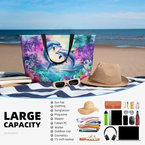 Beach Bags for Women Large Waterproof Beach Tote Bag Zipper Swim Bag Sandproof Pool Bags Large Tote in Saudi Arabia