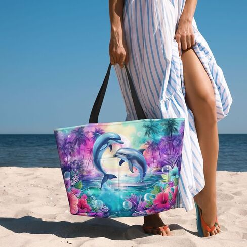 Beach Bags for Women Large Waterproof Beach Tote Bag Zipper Swim Bag Sandproof Pool Bags Large Tote in Saudi Arabia