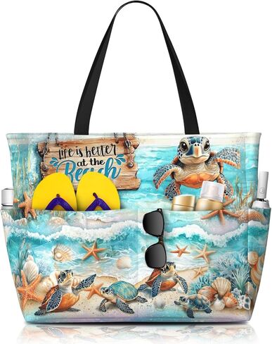 Beach Bags for Women Large Waterproof Beach Tote Bag Zipper Swim Bag Sandproof Pool Bags Large Tote in Saudi Arabia