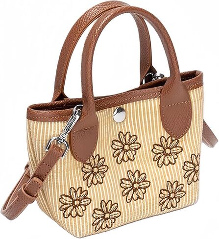 Straw Purse Flower Woven Satchel Shoulder Bag Daisy Floral Embroidery Summer Vacation Beach Bucket Tote Handbag in Saudi Arabia