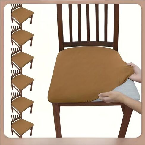 6pcs Solid Color Flocked High Elastic Chair Cover, Simple and Elegant, Soft and Comfortable, Suitable for Restaurant Chair Protection Cover in Saudi Arabia