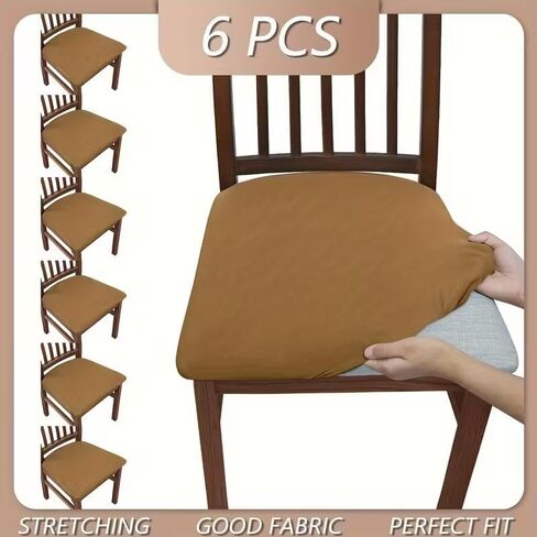 6pcs Solid Color Flocked High Elastic Chair Cover, Simple and Elegant, Soft and Comfortable, Suitable for Restaurant Chair Protection Cover in Saudi Arabia