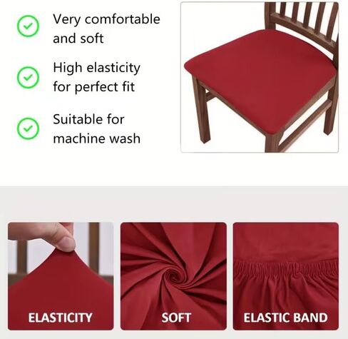 6pcs Solid Color Flocked High Elastic Chair Cover, Simple and Elegant, Soft and Comfortable, Suitable for Restaurant Chair Protection Cover in Saudi Arabia