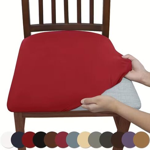 6pcs Solid Color Flocked High Elastic Chair Cover, Simple and Elegant, Soft and Comfortable, Suitable for Restaurant Chair Protection Cover in Saudi Arabia