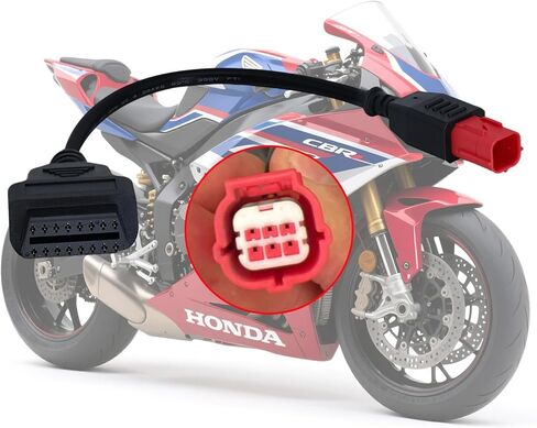 6 Pin OBD2 Adapter Fit for Honda Guzzi Kawasaki Suzuki Yamaha Ducati Piaggio Vespa Motorcycle OBD Diagnostic Cable, Euro5 6 Pin Connector Fits CAN Bus and K-Line,Work with Elm327 Scanner in Kuwait