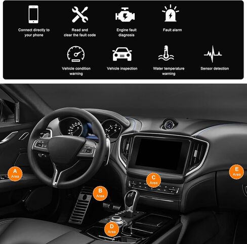 Bluetooth OBD2 Scanner for Car, Wireless OBDII Scan Tool Auto Engine Diagnostic Code Reader, Professional OBD2 Fault Diagnosis Tester Vehicle Interface Scanner for Phone and PC in Kuwait