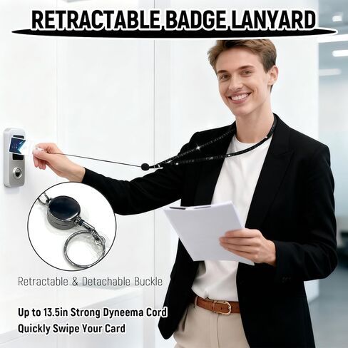 حبال لبطاقات سفينة الرحلات البحرية، قطعتان من حبل شارة قابل للسحب مع حامل لبطاقة الهوية، حبل كريستال بلينغ للنساء والرجال، مجموعة فضية وسوداء للعمل والمؤتمرات والأحداث والتمريض والمعلمين in Kuwait