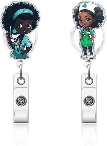 Cute Funny Nurse Badge Reel,Personalized ID Name Badge Holder with Retractable Clip,Work Badge Clip for RN CNA LPN LVN Medical Worker Doctor Nursing Student in Kuwait