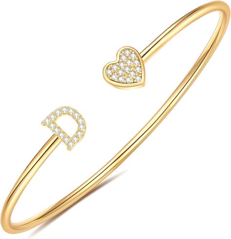 WFYOU Gold Initial Bracelets for Women Non Tarnish Dainty 14k Gold Plated Heart Initial Bracelet Letter A-Z Personalized Adjustable Bangle Bracelets Name Cuff Bracelet Birthday Gifts for Women Jewelry in Kuwait