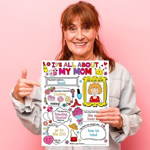 Luckyhern 24 Pcs Mothers Day Coloring Posters Color Your Own All About Mom Poster Mothers Day Crafts for Preschool Kindergarten Elementary School Teachers Mother's Day Gifts School Home Activities in Kuwait