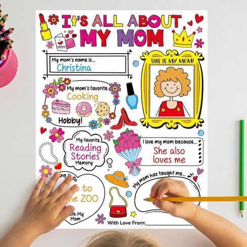 Luckyhern 24 Pcs Mothers Day Coloring Posters Color Your Own All About Mom Poster Mothers Day Crafts for Preschool Kindergarten Elementary School Teachers Mother's Day Gifts School Home Activities in Kuwait