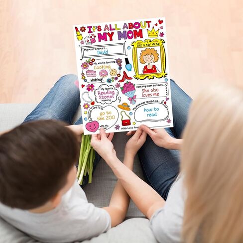 Luckyhern 24 Pcs Mothers Day Coloring Posters Color Your Own All About Mom Poster Mothers Day Crafts for Preschool Kindergarten Elementary School Teachers Mother's Day Gifts School Home Activities in Kuwait