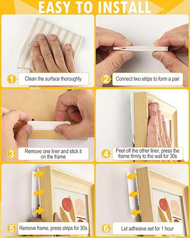 شرائط تعليق الصور من LuBanSir، 80 قطعة من شماعات الصور بدون أظافر للمنزل والمكتب، 5 رطل، أبيض in Kuwait