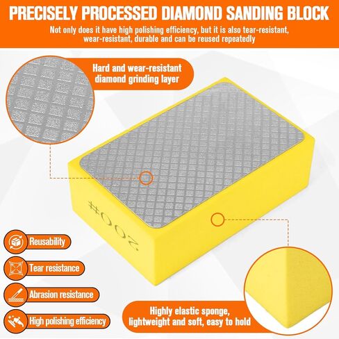 8Pcs Diamond Hand Polishing Pads, 60/100/200/400 Grit 4-in-1 Diamond Sanding Pads for Wet/Dry Use, High Hardness Diamond Abrasive Sanding Blocks for Tile Glass Marble Wood Metal Concrete in Kuwait