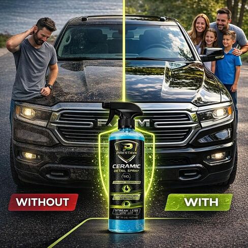 Premium Ceramic Detail Spray 16 fl oz, SiO2 Quick Detailer Spray for Cars, Hydrophobic Water Beading, Gloss Booster, Streak-Minimized Wipe-Off Finish in Saudi Arabia