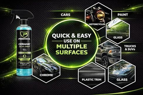 Premium Ceramic Detail Spray 16 fl oz, SiO2 Quick Detailer Spray for Cars, Hydrophobic Water Beading, Gloss Booster, Streak-Minimized Wipe-Off Finish in Saudi Arabia