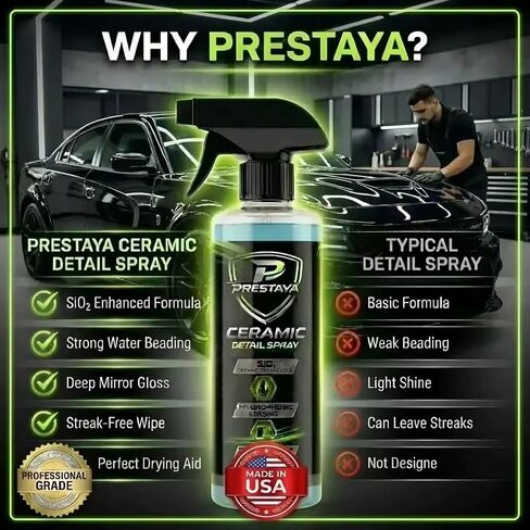 Premium Ceramic Detail Spray 16 fl oz, SiO2 Quick Detailer Spray for Cars, Hydrophobic Water Beading, Gloss Booster, Streak-Minimized Wipe-Off Finish in Saudi Arabia