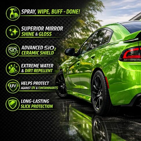 Premium Ceramic Detail Spray 16 fl oz, SiO2 Quick Detailer Spray for Cars, Hydrophobic Water Beading, Gloss Booster, Streak-Minimized Wipe-Off Finish in Saudi Arabia