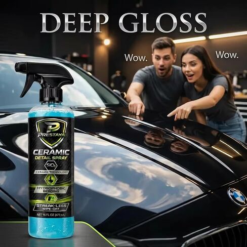 Premium Ceramic Detail Spray 16 fl oz, SiO2 Quick Detailer Spray for Cars, Hydrophobic Water Beading, Gloss Booster, Streak-Minimized Wipe-Off Finish in Saudi Arabia