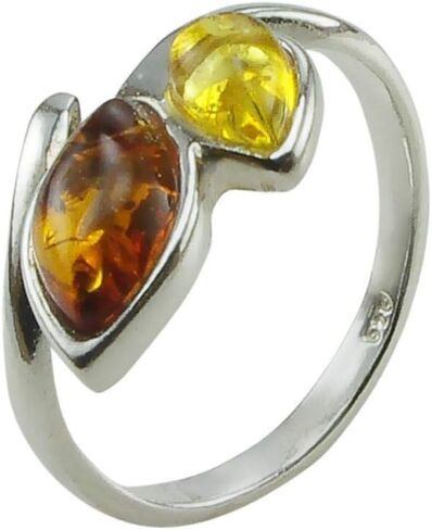 HolidayGiftShops Sterling Silver Baltic Honey and Lemon Amber Adjustable Ring Maja in Saudi Arabia