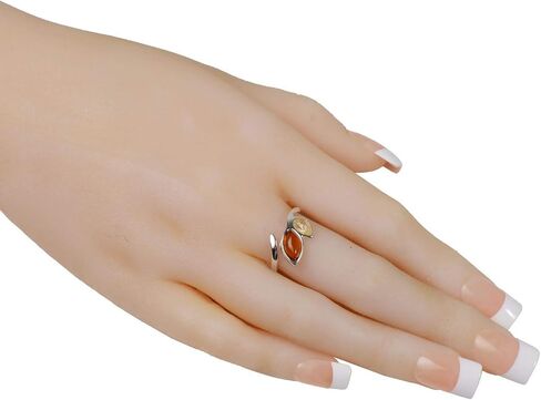 HolidayGiftShops Sterling Silver Baltic Honey and Lemon Amber Adjustable Ring Maja in Saudi Arabia
