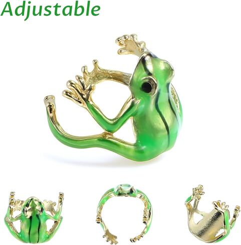 4 قطع من حلقات ضفدع الشجرة للنساء، مجموعة حلقات ضفدع شجرة لطيفة قابلة للتعديل، حلقات إصبع مفتوحة، مجوهرات ضفادع خضراء مرحة، مجوهرات على شكل إصبع، مجوهرات هدية مضحكة للنساء (أخضر، أزرق) in Kuwait