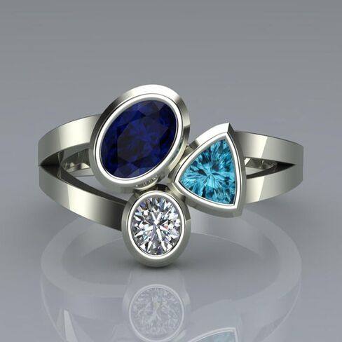White Gold Plated White Blue Cubic Zirconia Statement Ring Personalized Accessory Ideal for Women's Daily Casual Wear Party Holiday Anniversary Love Jewelry Gift in Saudi Arabia
