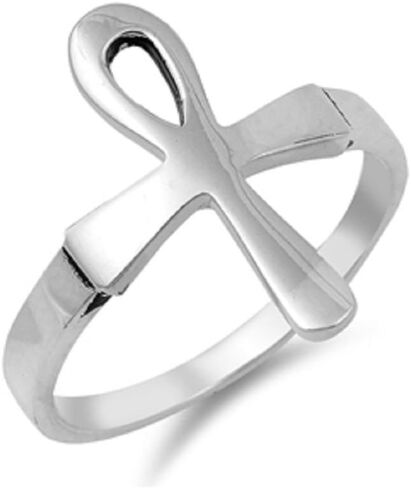 CloseoutWarehouse 925 Sterling Silver Ankh Cross Ring in Saudi Arabia