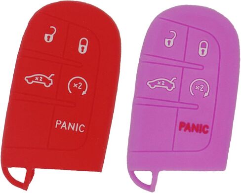 2pcs 5 Buttons Key Fob Cover Case Protector Shell Remote Jacket Keyless Entry Holder Bag for Jeep Grand Cherokee Dodge Challenger Charger Dart Durango Journey Chrysler 300, Red Purple in Saudi Arabia