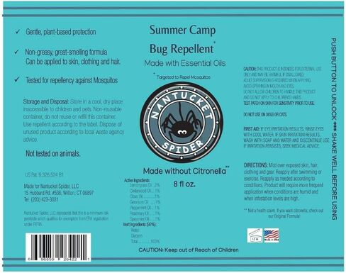 نانتوكيت سبايدر طارد الحشرات في المخيم الصيفي - 8 أونصة | خالي من الديت، طارد طبيعي للبعوض للأطفال | صُنع في الولايات المتحدة الأمريكية من زيوت عطرية عضوية 100% | يصد البعوض والذباب ولا ترى أمز in Kuwait