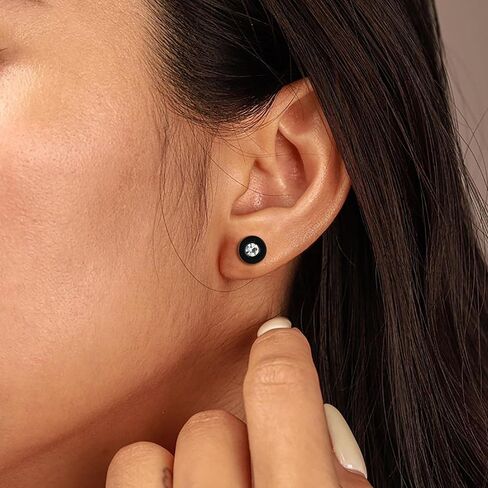 Flat Back Stud Earrings for Women Surgical Steel AAA Cubic Zirconia Diamond Cartilage Tiny Black Studs Jewelry in Saudi Arabia