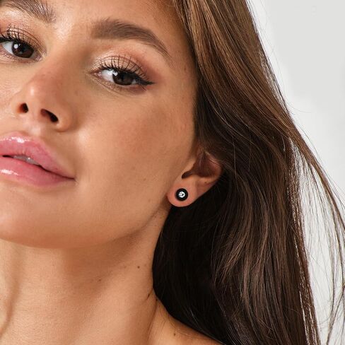 Flat Back Stud Earrings for Women Surgical Steel AAA Cubic Zirconia Diamond Cartilage Tiny Black Studs Jewelry in Saudi Arabia