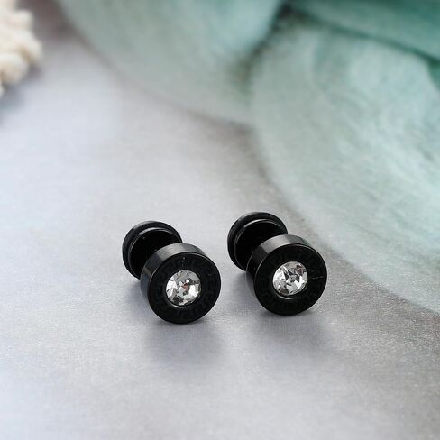 Flat Back Stud Earrings for Women Surgical Steel AAA Cubic Zirconia Diamond Cartilage Tiny Black Studs Jewelry in Saudi Arabia