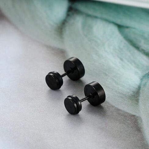 Flat Back Stud Earrings for Women Surgical Steel AAA Cubic Zirconia Diamond Cartilage Tiny Black Studs Jewelry in Saudi Arabia